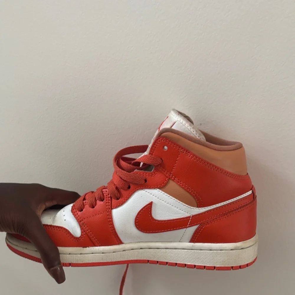 Nike High-Top Sneakers in Orange, White and Tan